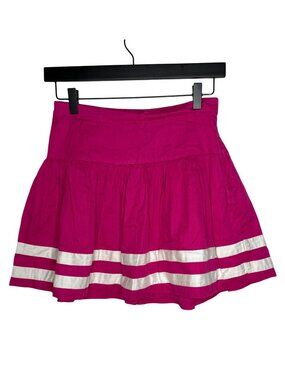 Gap Kids Girls Pink Pleated Mini Skirt Cotton Striped Hem Size 14
